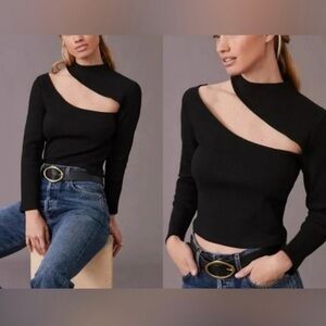 Black Asymmetrical Anthropologie Top